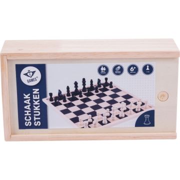 Longfield Schaakstukken van essenhout - koning 77 mm
