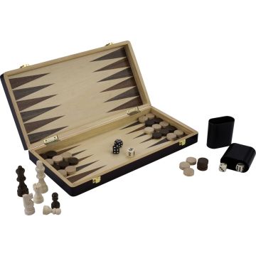 Longfield Schaak- en backgammonspel opklapbaar - 38,5 x 38,5 cm