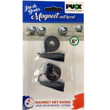 Puck Jeu de Boules magneten met koord - 2 stuks