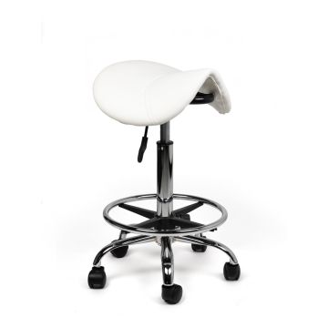 Ergonomische Zadelkruk Pro met Voetring - Wit