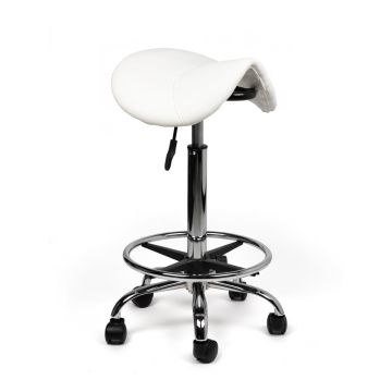 Ergonomische Hoge Zadelkruk Pro met Voetring - Wit