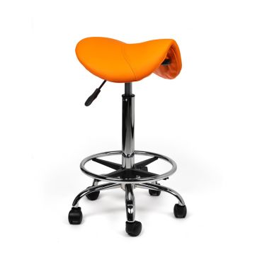 Ergonomische Hoge Zadelkruk Pro met Voetring - Oranje