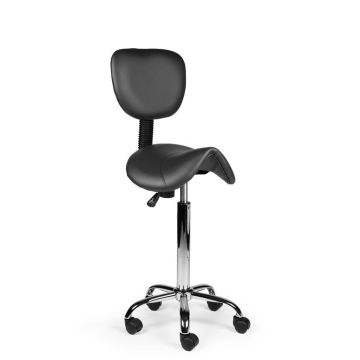 Ergonomische Hoge Zadelkruk Pro met Rugleuning - Zwart