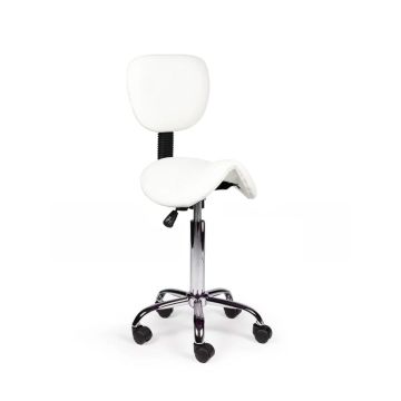 Ergonomische Zadelkruk Pro met Rugleuning - Wit