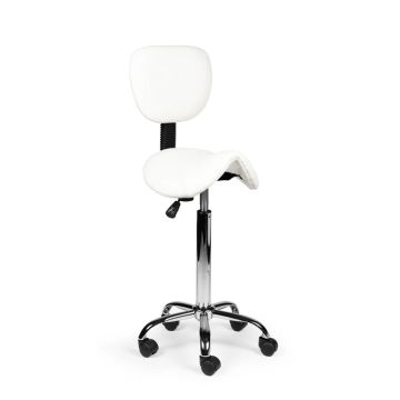 Ergonomische Hoge Zadelkruk Pro met Rugleuning - Wit