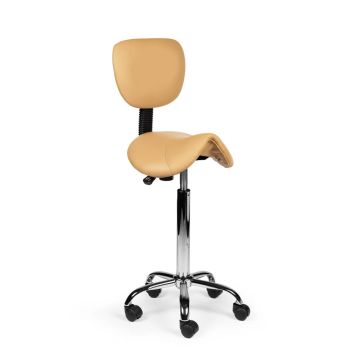 Ergonomische Hoge Zadelkruk Pro met Rugleuning - Beige