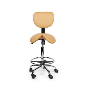 Ergonomische Zadelkruk Pro met Rugleuning en Voetring - Beige