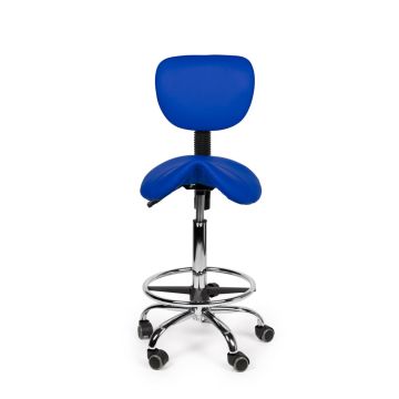 Ergonomische Zadelkruk Pro met Rugleuning en Voetring - Blauw