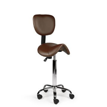 Ergonomische Hoge Zadelkruk Pro met Rugleuning - Bruin