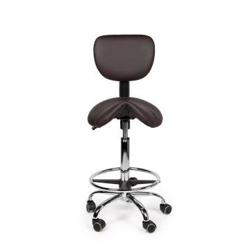 Ergonomische Zadelkruk Pro met Rugleuning en Voetring - Bruin