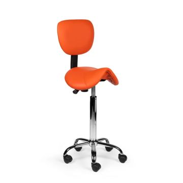 Ergonomische Hoge Zadelkruk Pro met Rugleuning - Oranje