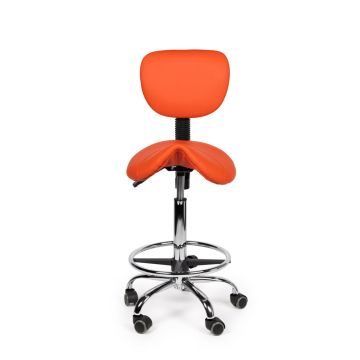 Ergonomische Zadelkruk Pro met Rugleuning en Voetring - Oranje