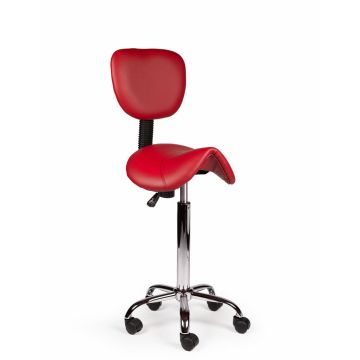 Ergonomische Hoge Zadelkruk Pro met Rugleuning - Rood