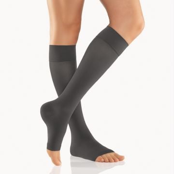 AktiVen Elegance Steunkousen (AD) Open Teenstuk Antraciet