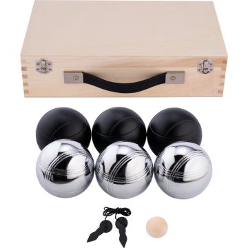 Sportec Jeu de Boulesset - 6 ballen in een kist - Zwart/Zilver