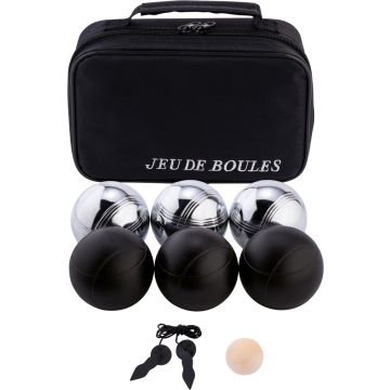Sportec Jeu de Boulesset - 6 ballen in een tas - Zwart/Zilver
