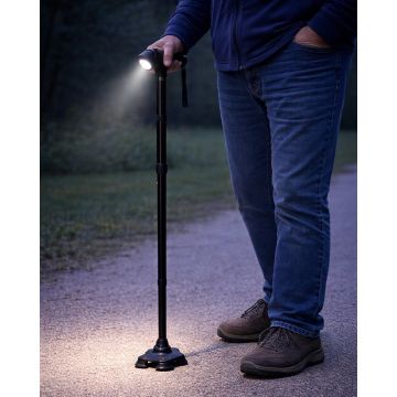 Opvouwbare Wandelstok Zwart met Verlichting