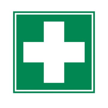 EHBO sticker (ISO-7010, E003) 10 x 10 cm
