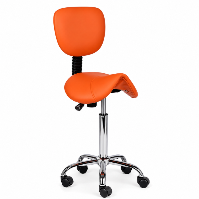 Ergonomische Zadelkruk Pro met Rugleuning - Oranje