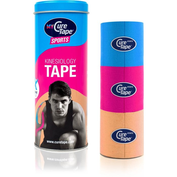 MyCureTape Sports - 3 rollen van 2,5m x 5cm - Blauw, roze en beige