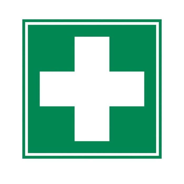 EHBO sticker (ISO-7010, E003) 10 x 10 cm
