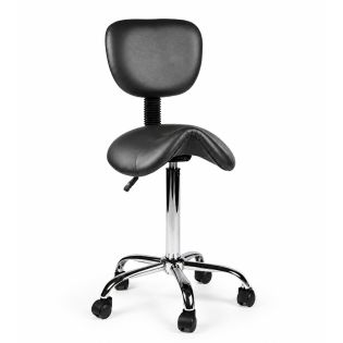 Ergonomische Zadelkruk Pro met Rugleuning - Zwart