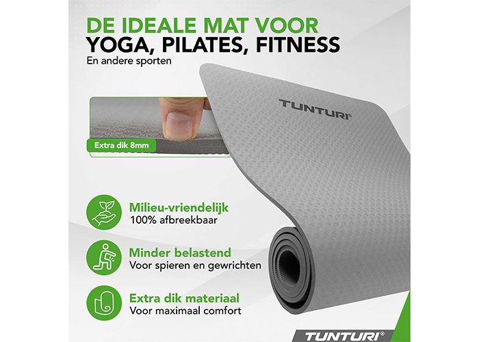 Tunturi Yogamat 8mm Grijs