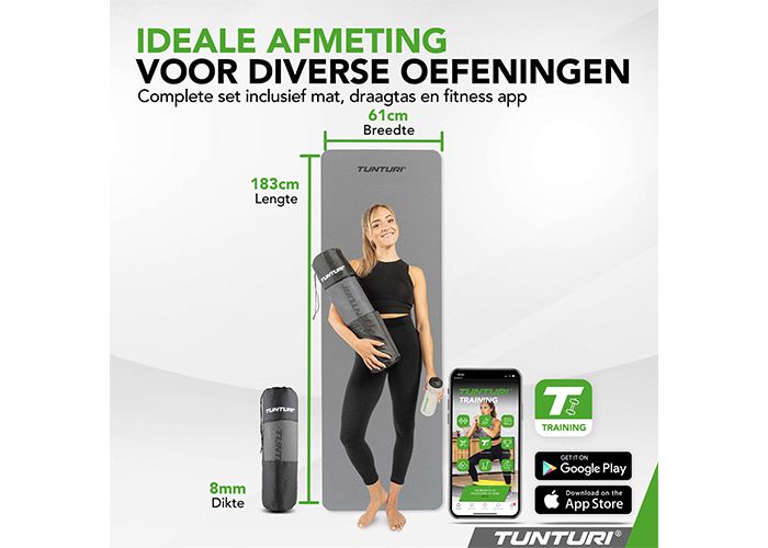 Tunturi Yogamat 8mm Grijs