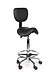 Ergonomische Hoge Zadelkruk Pro met Rugleuning en Voetring - Zwart